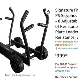 Signature Fitness SF-PS Sisyphos Push Sled - 8 Adjustable Levels of Resistance Plus Plate Loaded Weight Resistance, Black