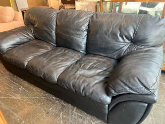 First Oceans Black Leather Couch