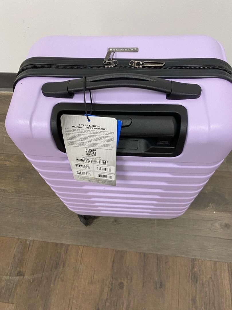 U.S. Traveler Boren Polycarbonate Hardside Rugged Travel Suitcase Luggage with 8 Spinner Wheels, Aluminum Handle, Lavender, Carry-on 22-Inch, USB Port