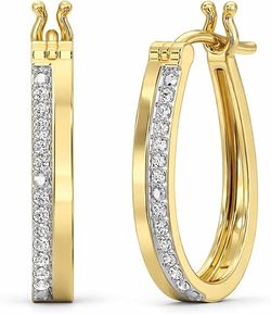 Diamond Oval Hoop Earrings