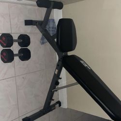 Brand New Free Weight Bench With 25 LB Dumbbells 