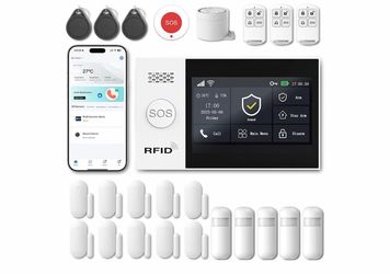 WiFi Wireless Alarm System for Home Security - 24/7 Protection Smart Home Devices 4.3" Touch Screen, GSM/4G+WiFi, App Instant Alerts, No Monthly Fee,