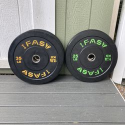 IFAST Fitness Olympic Rubber Bumper Weight Plates - 120 Lb Set