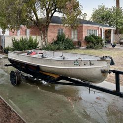 1961 Aluma Craft Outboard Motor Fishing Boat w/ Trailer Vintage Aluminum Alumacraft 