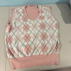 Pink Argyle Knit Sweater Vest