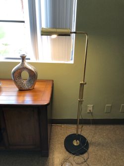 Vintage Mid Century Brass Reading Lamp - Adjustable Pharmacy Floor Light - MCM Retro