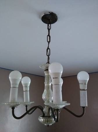 Vintage 5 Arm Mid 20th Century Chandelier (Hanging Light)