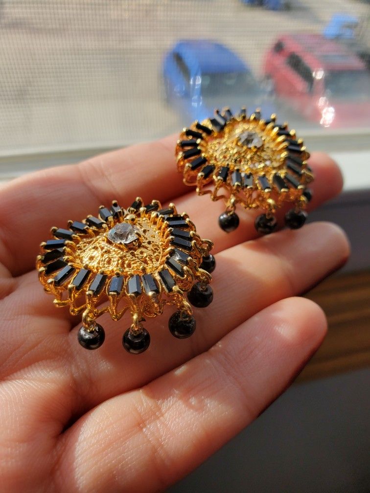 Gold And Black Earrings