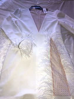 White sparkle slit dress