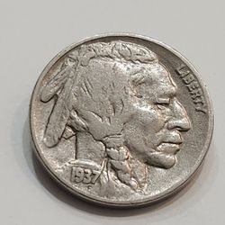 1937-D  Double Die Error Buffalo Nickel