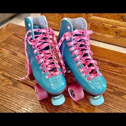 Sure-grip stardust blue skates kids/youth size 5 1b