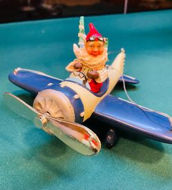 Vintage amazing “ Flights of Fancy” Santa flying an airplane.
