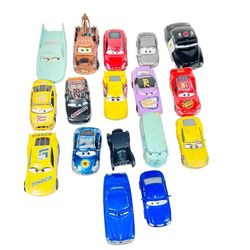 Disney Pixar Cars Lot 17 Plastic and Metal Mixed Character Toys McQueen Dinoco