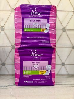 New Poise Fresh Protection Daily Liners are very light long absorbency, 44 liners per unopened package