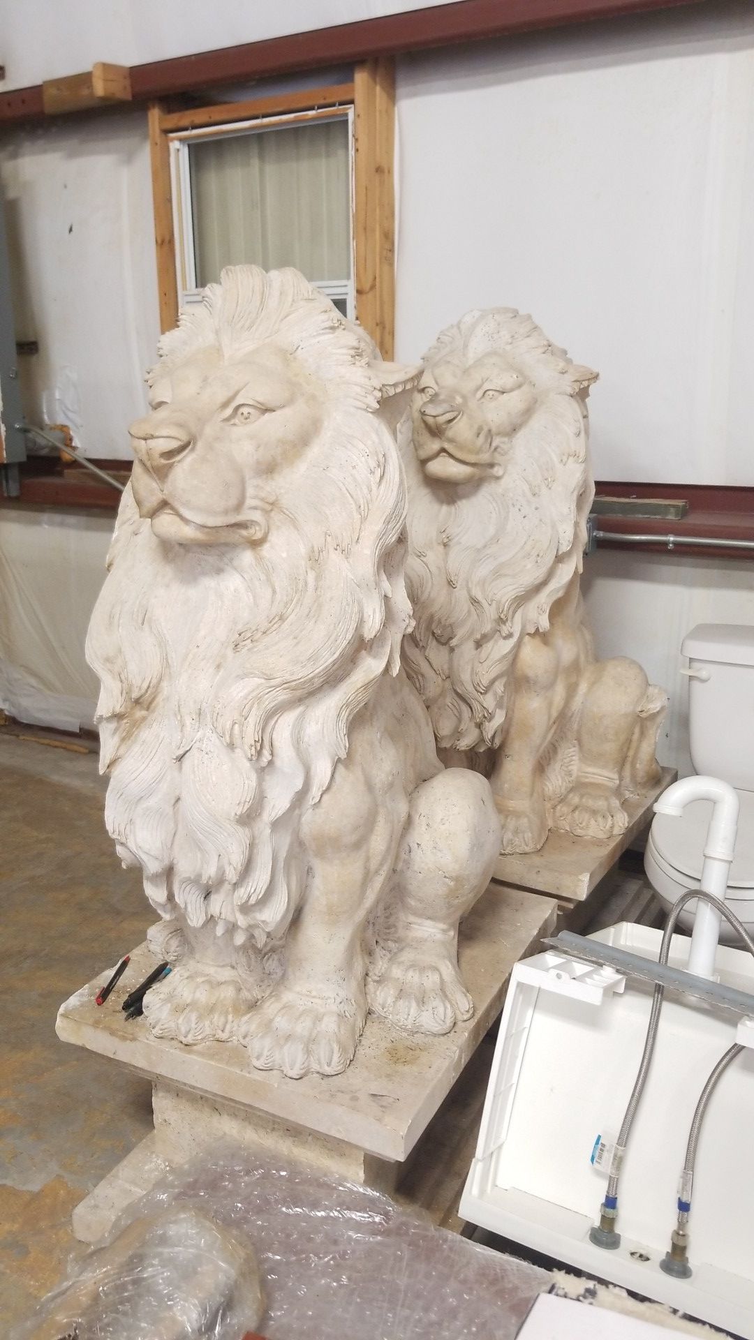 2 Exotic and heavy marble lions