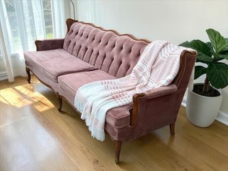 Vintage French Provincial Tufted Velvet Sofa