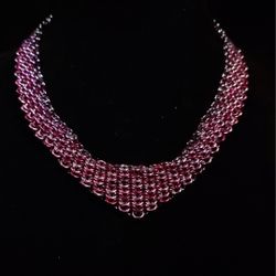 Red And Pink Chainmaille Necklace 