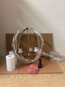 3-Light Satin Brass Modern Hanging Globe Chandelier (missing a shade)