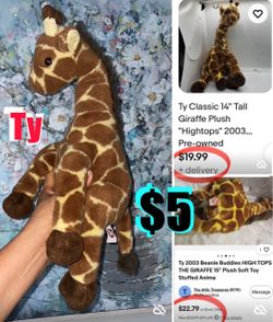 $5 TY Classic 🦒”HIGHTOPS" 14” Plush Giraffe,🦒 Stuffed Animal Plush
