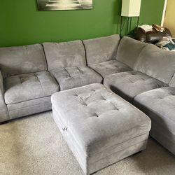 Modular L-shaped Sectional Sofa with Ottoman