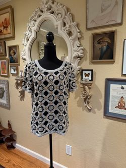 Black Tie, Oleg Casini Beaded Pearl Sequin Top