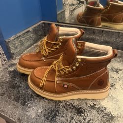 SUREWAY 6 inch Mens or Womens Wedge Moc Toe Work Boots for Men Size 6.5 or Women Size 8.5