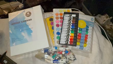 Ultimate Multi-Media Painter Supply Bundle - Canvases, Brushes & Massive Paint Lot
