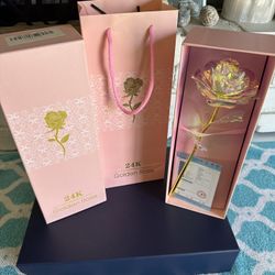 24K Galaxy Rose Forever Rose Artificial Flower ( New With Box & Bag)