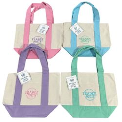 Trader Joe’s Mini Pastel Canvas Tote Bag Set Of 4 Colors Limited (New With Tag