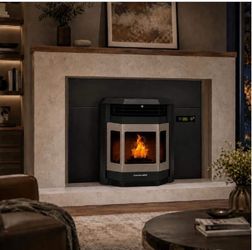 2,800 sq. it Pellet Stove Fireplace Insert with a 47 lbs. Hopper in Black and Stainless Steel
