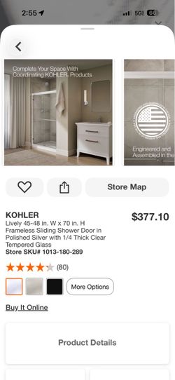 Kohler Lively Frameless Sliding Shower Door