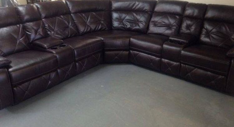 Super Sale !! Brown Living Room Recliner Sectional