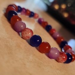 Bracelet | Homemade Red, Orange, Purple, White