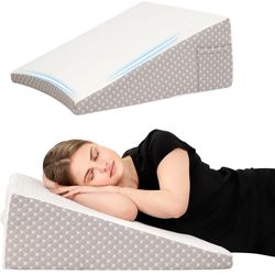 Wedge Pillow for Sleeping, 10 Inch Cooling Triangle Bed Pillow with Removable Cover, Elevated Body Pillow for Back Support, After Surgery, Snoring…