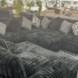 Sectional Black With Chace