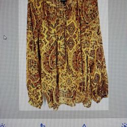 Torrid Women’s Multicolor Long Sleeve Longline Tunic Top w/Front Tie Sz-3x