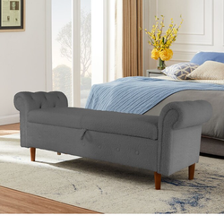 63" Storage Ottoman Bench, Button Tufted End of Bed Ottoman Bench