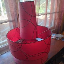 Mid Century Modern 3 Tier Red Lamp Shade - Rare