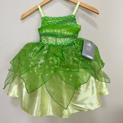 Disney Tinker Bell Deluxe Dress Costume Size 4 for Toddler Kids Peter Pan Halloween NEW
