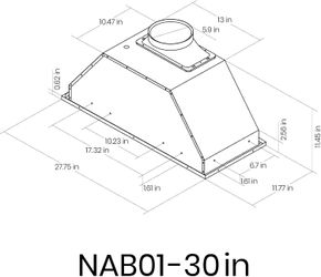 EKON KITCHEN EXPERT NAB01-30B Range Hood Insert, EKON NAB01-30IN Black 900CFM Built-in Range Hoods