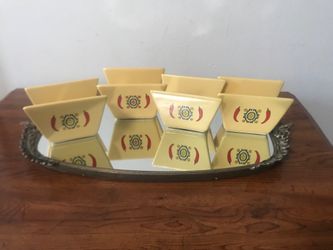 Set of Four Yellow Retro Ceramic Taco Holders