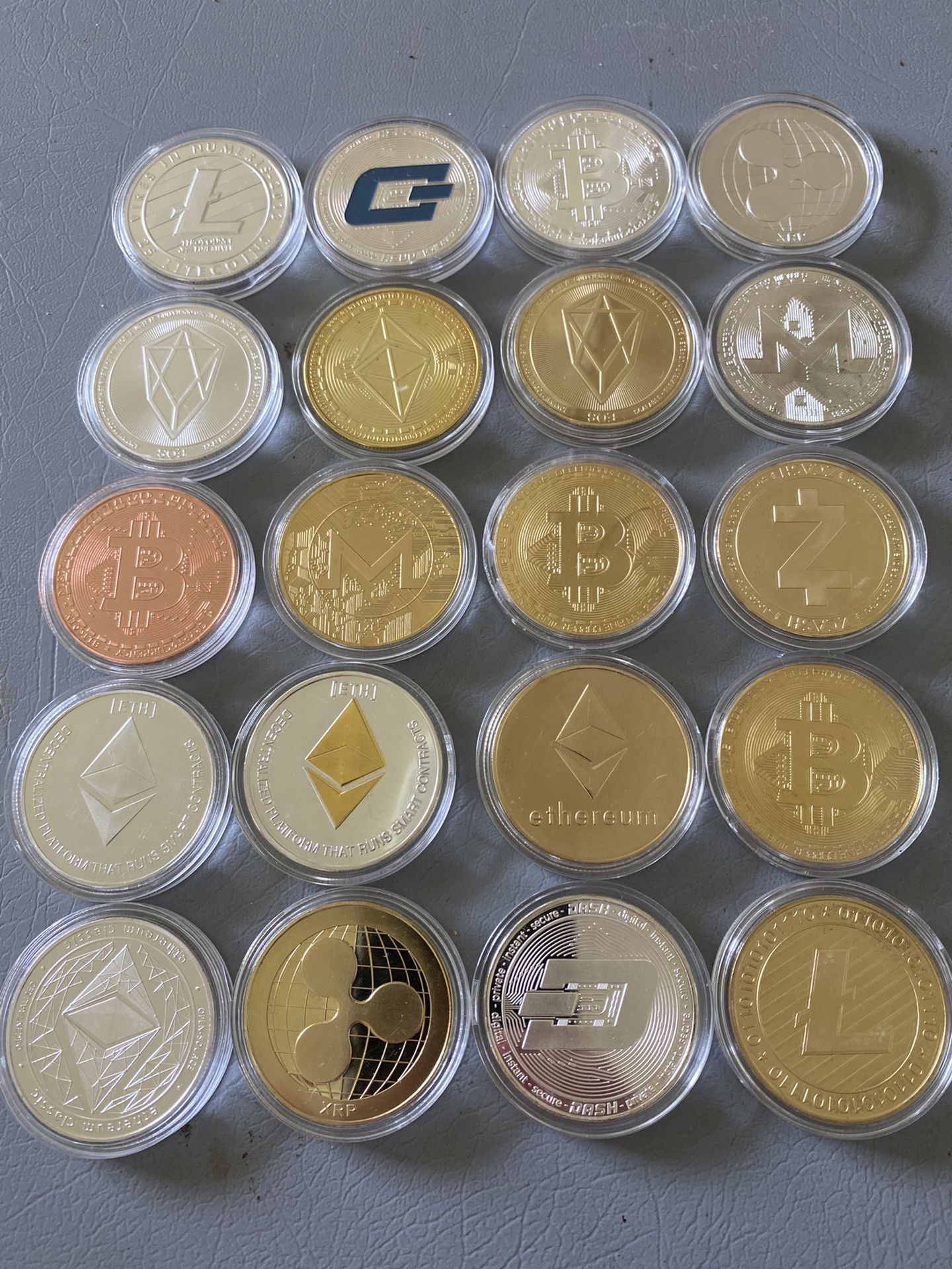 Crypto Coin Collection 20 coins Bitcoin Ethereum Litecoin XRP EOS Dash