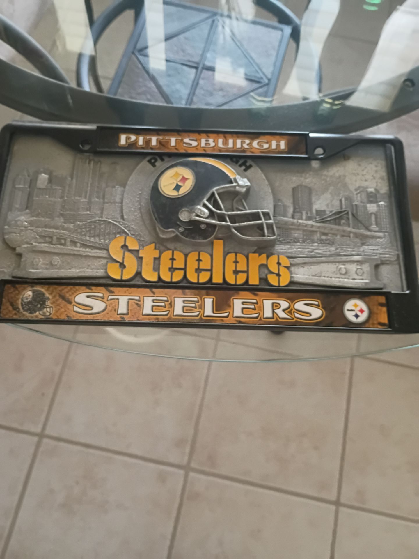 Pittsburgh Steelers 3D license plate, ties, and DVD