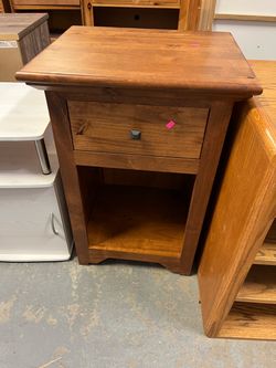 (In store) Tall solid wood nightstand