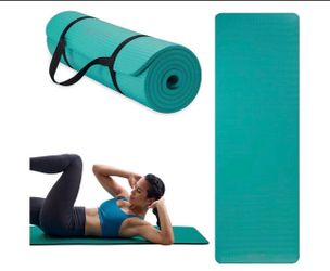 Thick Yoga Mat with Easy-Cinch Carrying Strap green