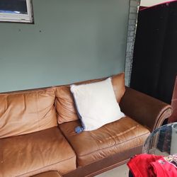 Leather Sofa With Ottoman 