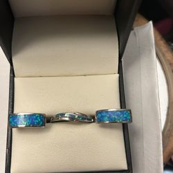 925 Silver Opal Set Ring And Earrings 