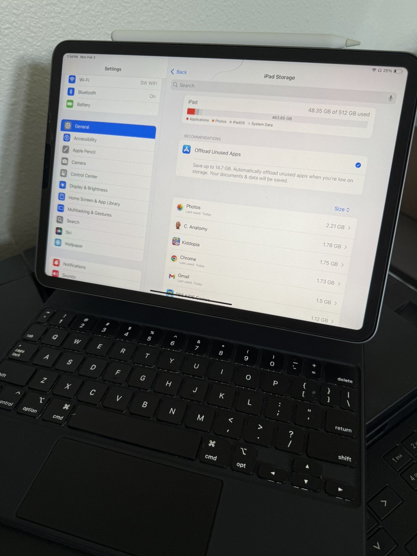 IPAD PRO M2 512gb Wifi+cellular 11 inch with Apple Magic Keyboard and Apple Pencil.