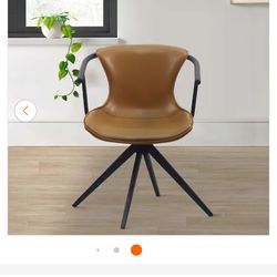 Set of four leather and metal chairs