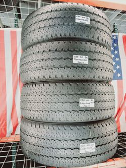 ✅ 4 USED TIRES LT285/60R20 FIRESTONE TRANSFORCE AT2 ALL SEASON 10PR LOAD E 285 60 20